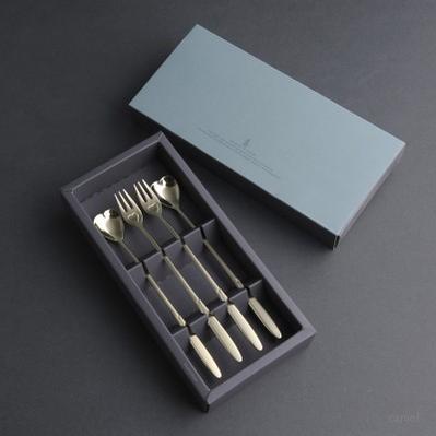 티타늄 코팅 골드 엔젤하트 롱티스푼롱포크 4P