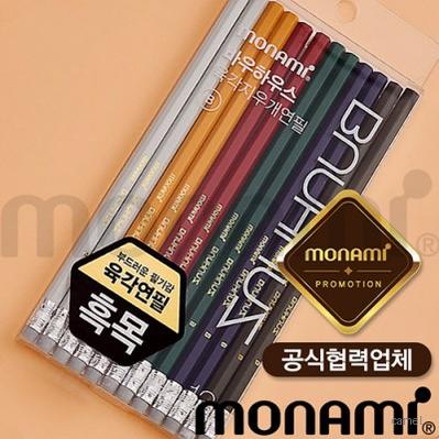 모나미 바우하우스육각지우개연필 클래식12p