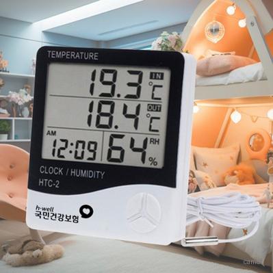 넓은액정 디지털 온습도계 시계 달력