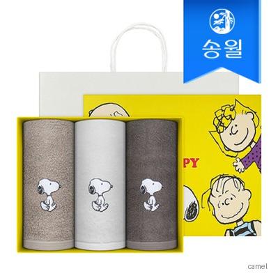 송월타올 스누피 리버 3매 선물세트 쇼핑백 기념수건 답례품