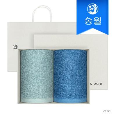 송월타월 항균 프리미엄무지170g 2매 선물세트 크림상하 쇼핑백 답례품