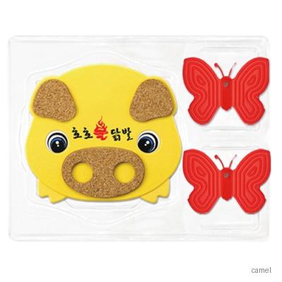 돼지콜크 냄비받침 실리콘 나비집게 Set