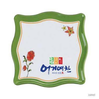 웨이브 멜라민냄비받침 연두