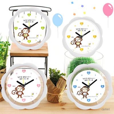 140 몽키플라워투명탁상시계 화이트