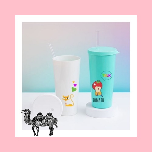 풀칼라인쇄 가능한 애플민트 리유저블 빨대텀블러 670ml