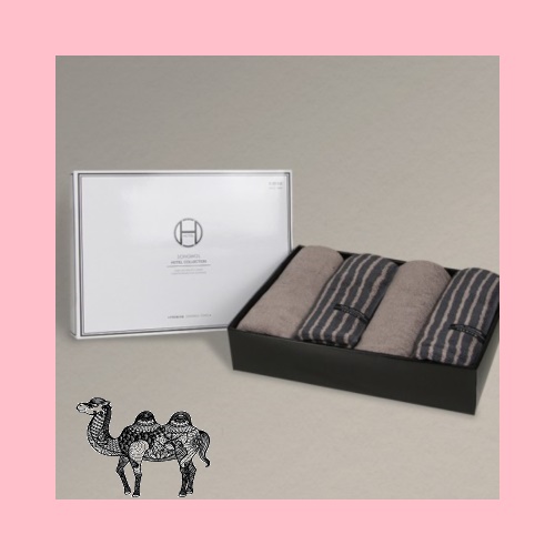 호텔컬렉션 스트라이프 솔리드44 4매 선물세트 쇼핑백 기념수건 답례품 타올