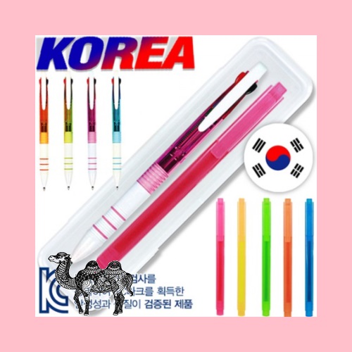 코리아링3색 볼펜 스타사각형광펜세트