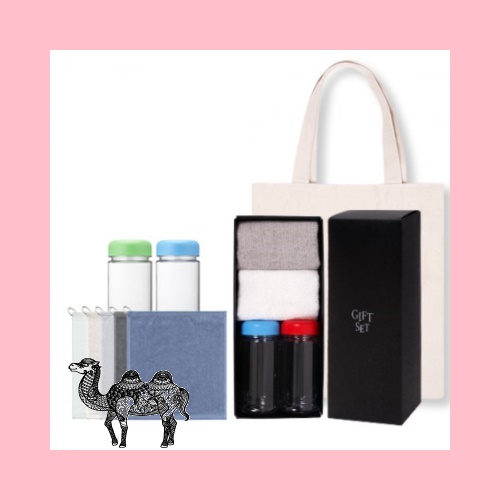 코리고리 손수건 2p 보틀350ml 2p세트 에코백포함 타올
