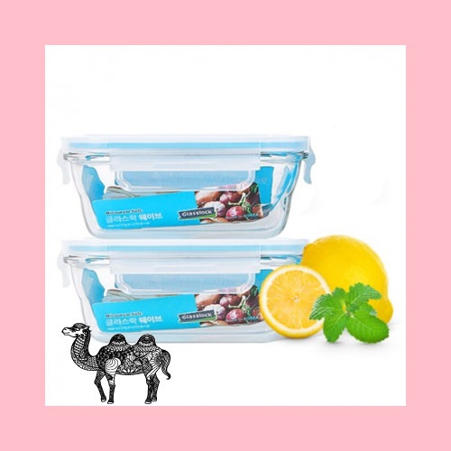 글라스락 웨이브 직사각형 타입 450ml 2조 선물세트