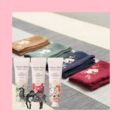 고급 린넨 행주 타올 1P 휴대용 핸드크림 30ml 3P 세트