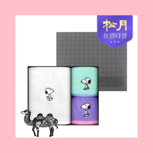 스누피 리버40 스누피 스플릿36 3P세트 세면1 핸드2 타올