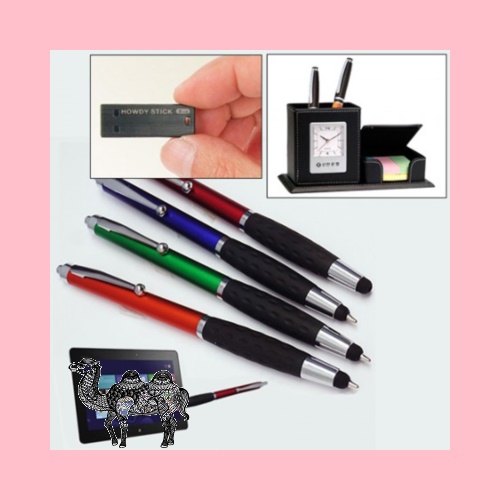 3종)USB 가죽 펜꽂이 시계 터치볼펜