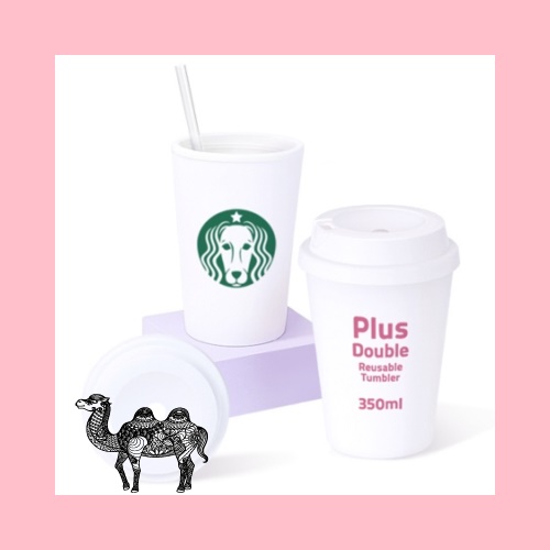 플러스 이중 리유저블 텀블러 350ml 풀칼라인쇄 가능 이중텀블러 오보틀 커피텀블러 콜드컵