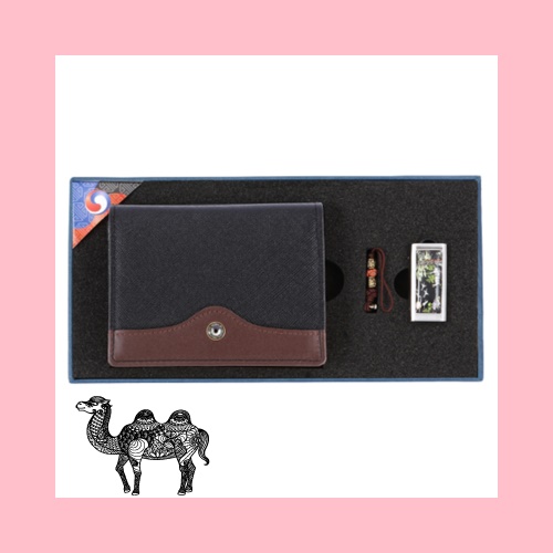 블랙다이아콤비소가죽명함지갑 채색십장생자개USB