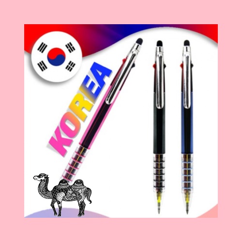 국산코리아5링니들형광2 1터치펜 흑 적니들 형광겔 독일잉크 초초저점도 볼펜