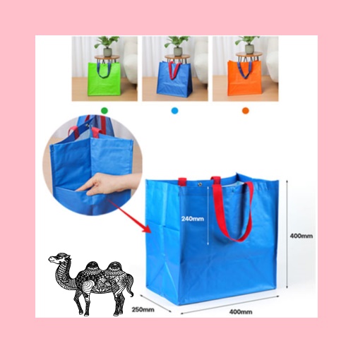 40*40*25 타포린 주머니있는 대형 쇼핑백 그린색