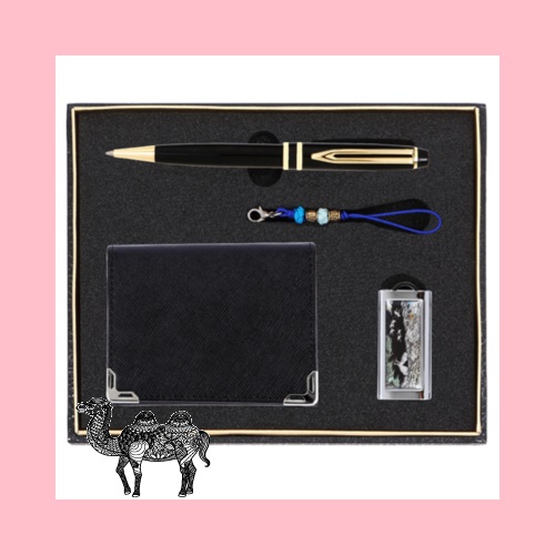 워터펜블랙 사피아노코너소가죽명함지갑 채색송학자개USB