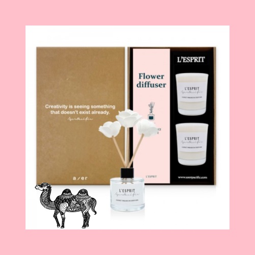 레스쁘리 3P 선물세트 B 미니로즈 디퓨저 50ml 3oz 소이캔들 2입