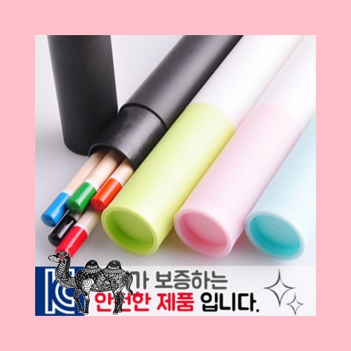 원목컬러원형미두연필5P 바닐라원통세트