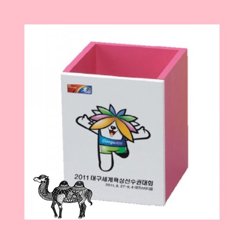 칼라 펜꽂이 필통 핑크