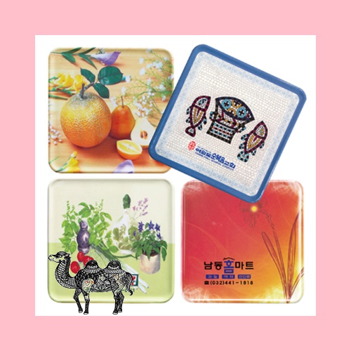 사각멜라민 냄비받침 들꽃정물오병이어모과