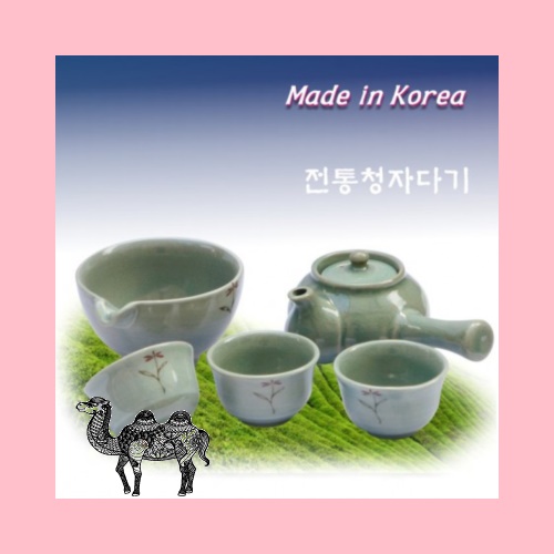 청자 패댕이꽃 3인다기 6P