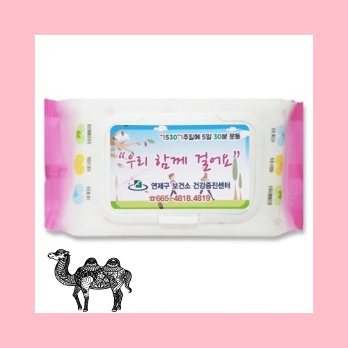 물티슈 핑크색 캡형60매 40g