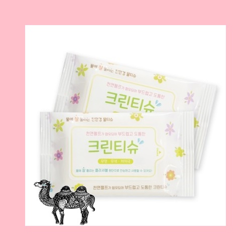 물에 잘 풀리는 천연펄프 종이물티슈 10매 꽃 55g
