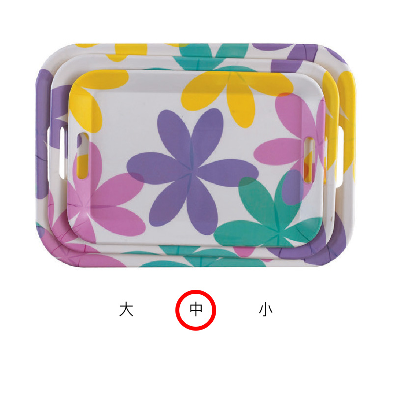 손잡이 멜라민쟁반(꽃잎) 中