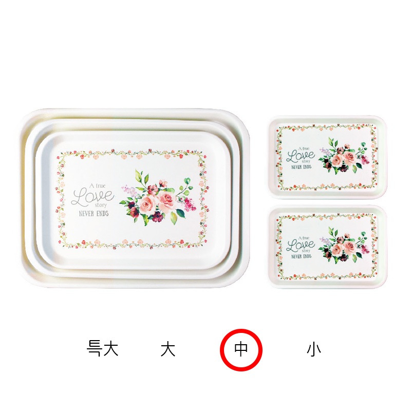 무광멜라민 직쟁반(장미) 中