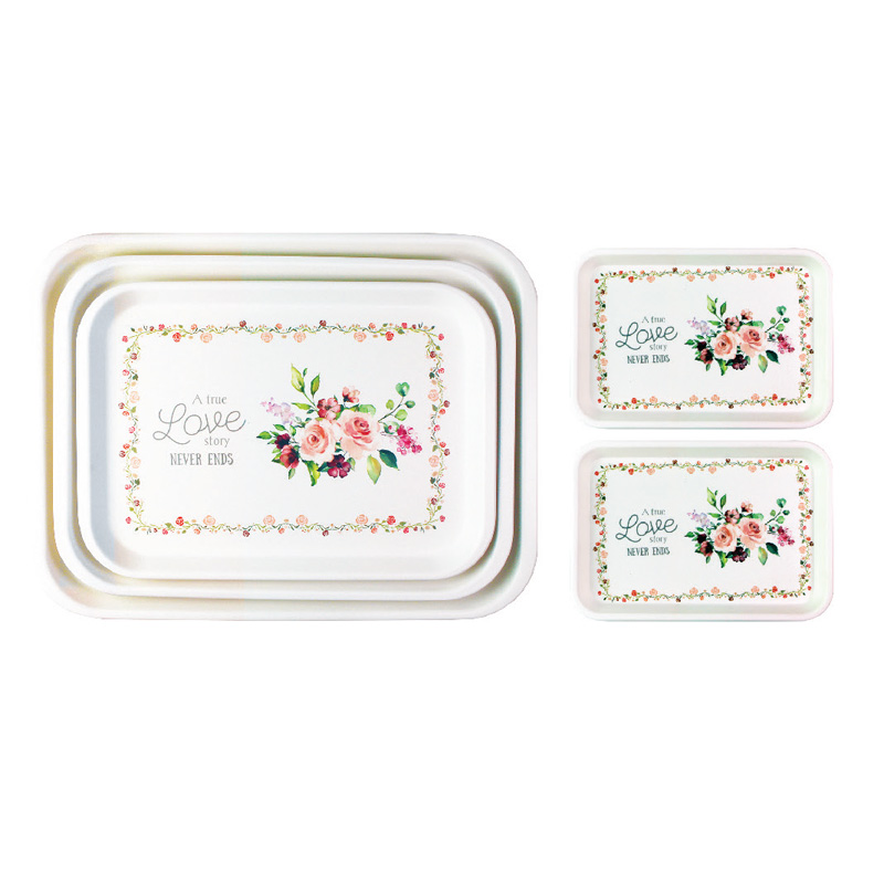 무광멜라민 직쟁반(장미) 5P Set