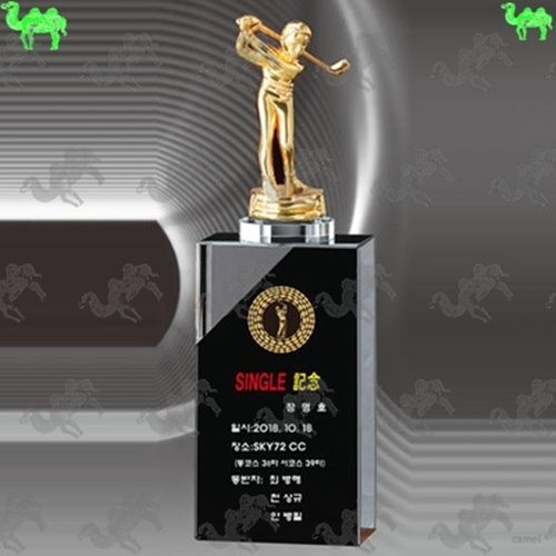 골프대회 싱글패 블랙 투톤 통 크리스탈 금속트로피 8847