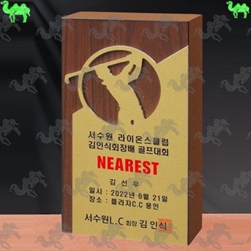 골프대회 우수상 통우드 타공 마킹 메탈 골프 트로피 3531